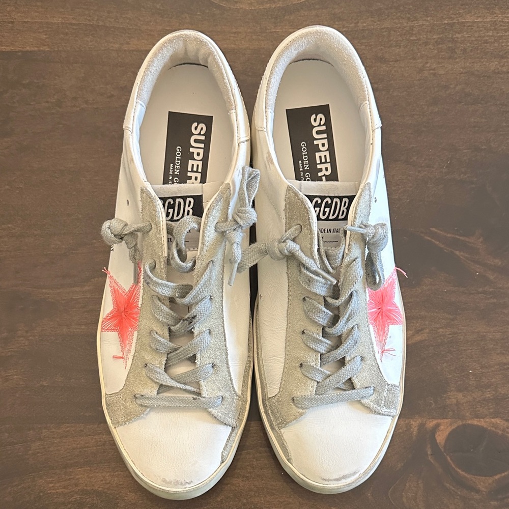 Golden Goose White Sneakers with Pink Star / Private edition